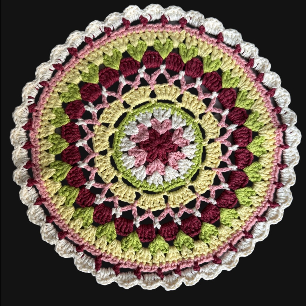 Crochet Doily, Placemat, Trivet Handmade Crocheted - Mandala 100% Cotton